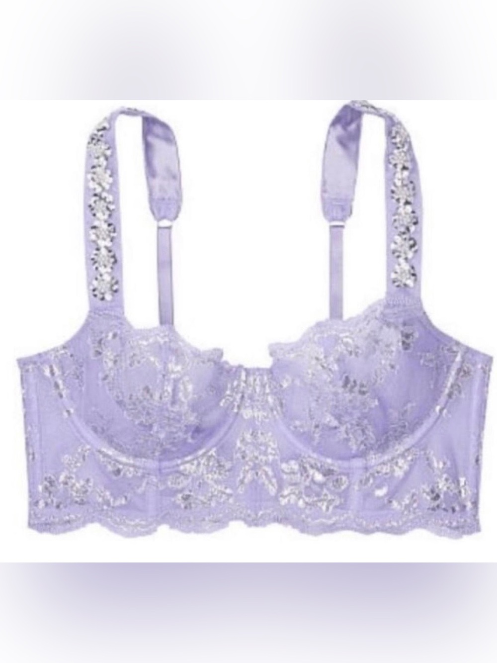 Victoria’s Secret the dream angels push up without lining lilac silver pearl 34D - Picture 2 of 7